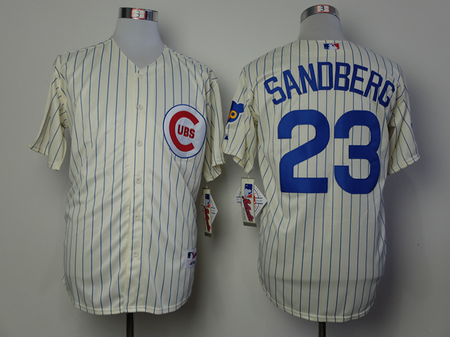 Men Chicago Cubs 23 Sandberg Cream Throwback 1969 MLB Jerseys